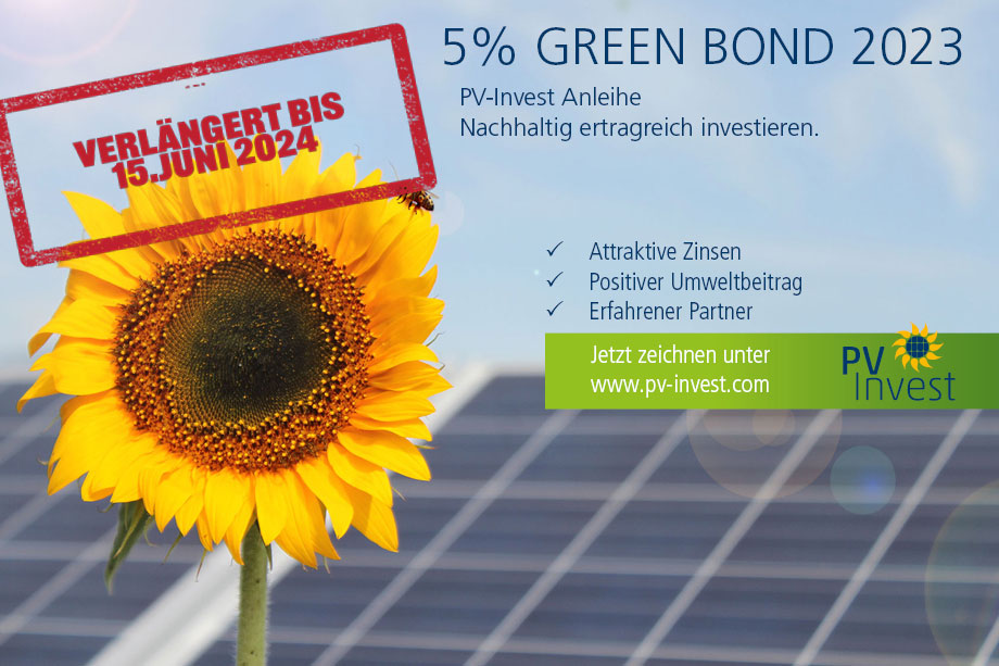 Wir verlängern die Zeichnungsfrist des PV-Invest Green Bonds 2023